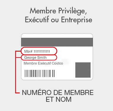 Sur une carte Membre Costco Privilège, Exécutif ou Entreprise, le numéro de membre est situé à l’arrière de la carte, dans le coin supérieur gauche, sous la bande magnétique.