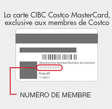 Sur la carte CIBC Costco MasterCard, le numéro de membre est situé au bas à l’arrière de la carte, à côté de la photo du membre.